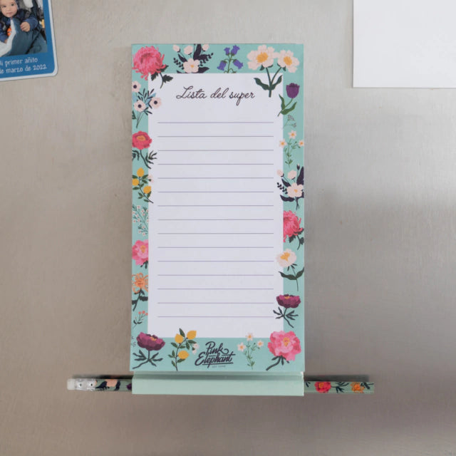 Lista de compras imantada flores menta