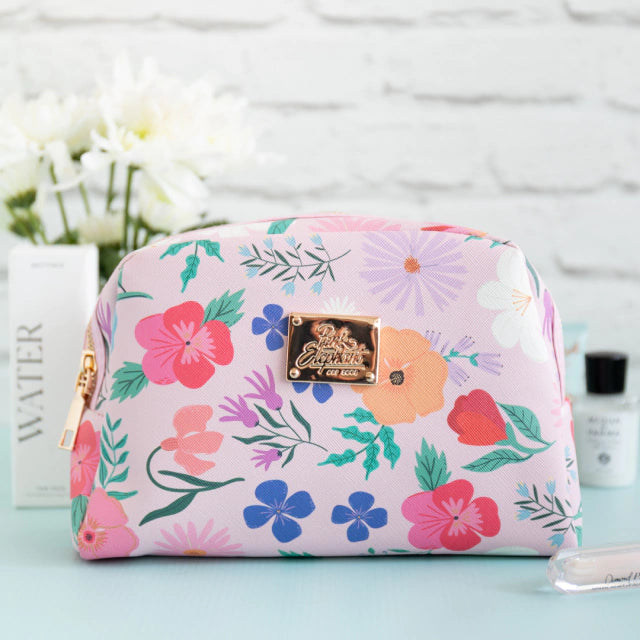 Bolso de cuerina flores rosa