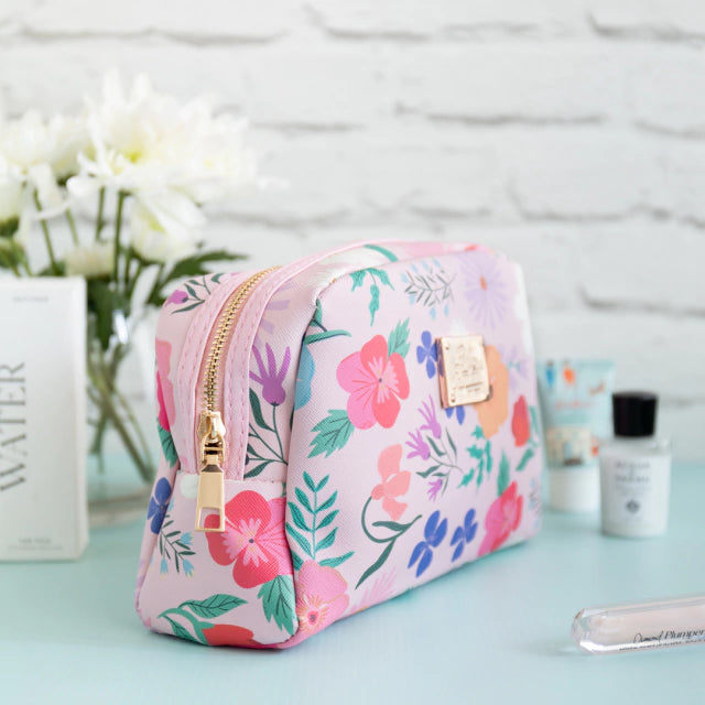 Bolso de cuerina flores rosa