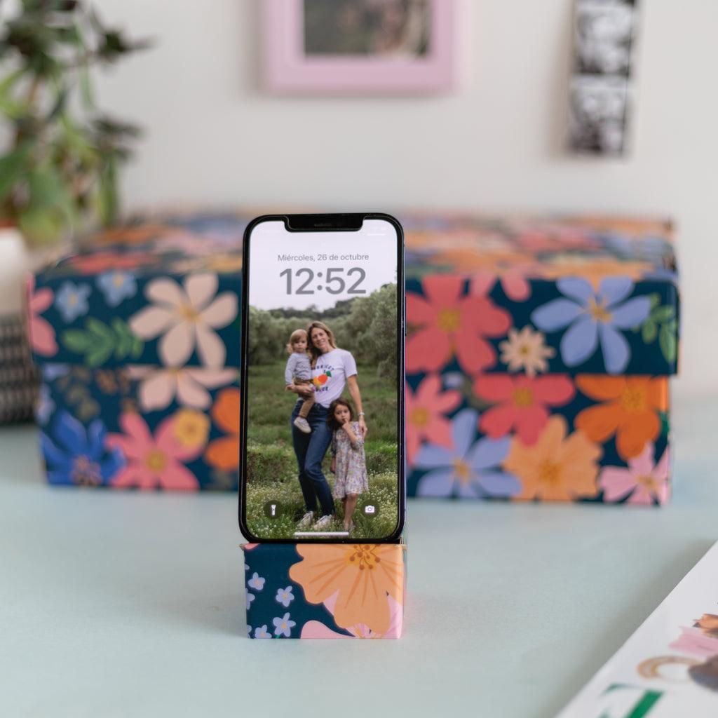 Caja cartón flores azul - Tienda Girom