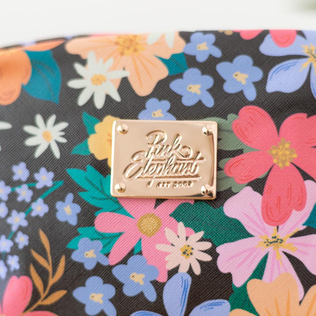 Bolso de cuerina flores negro - Tienda Girom