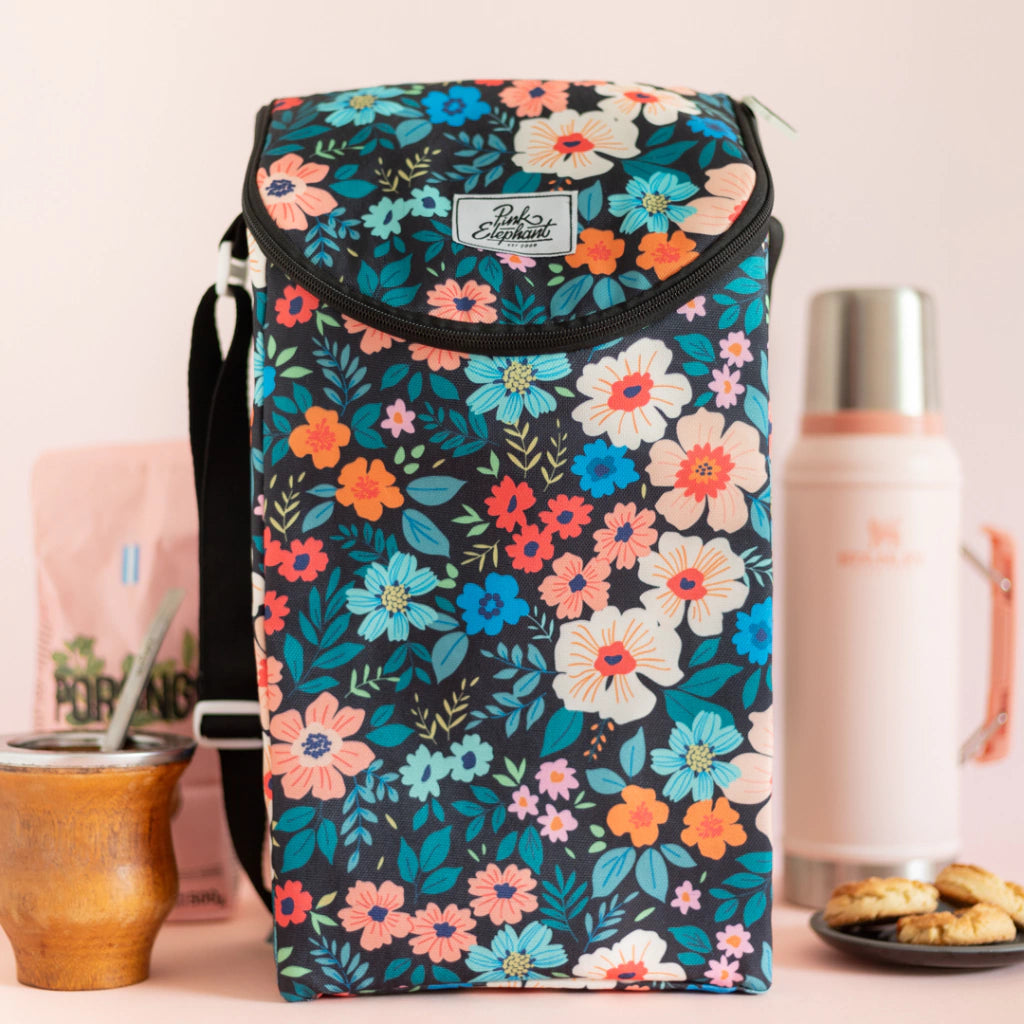 Bolso matero flores negro