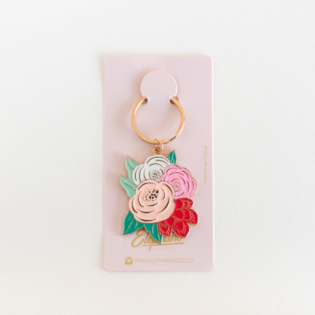 Llavero metálico rosas