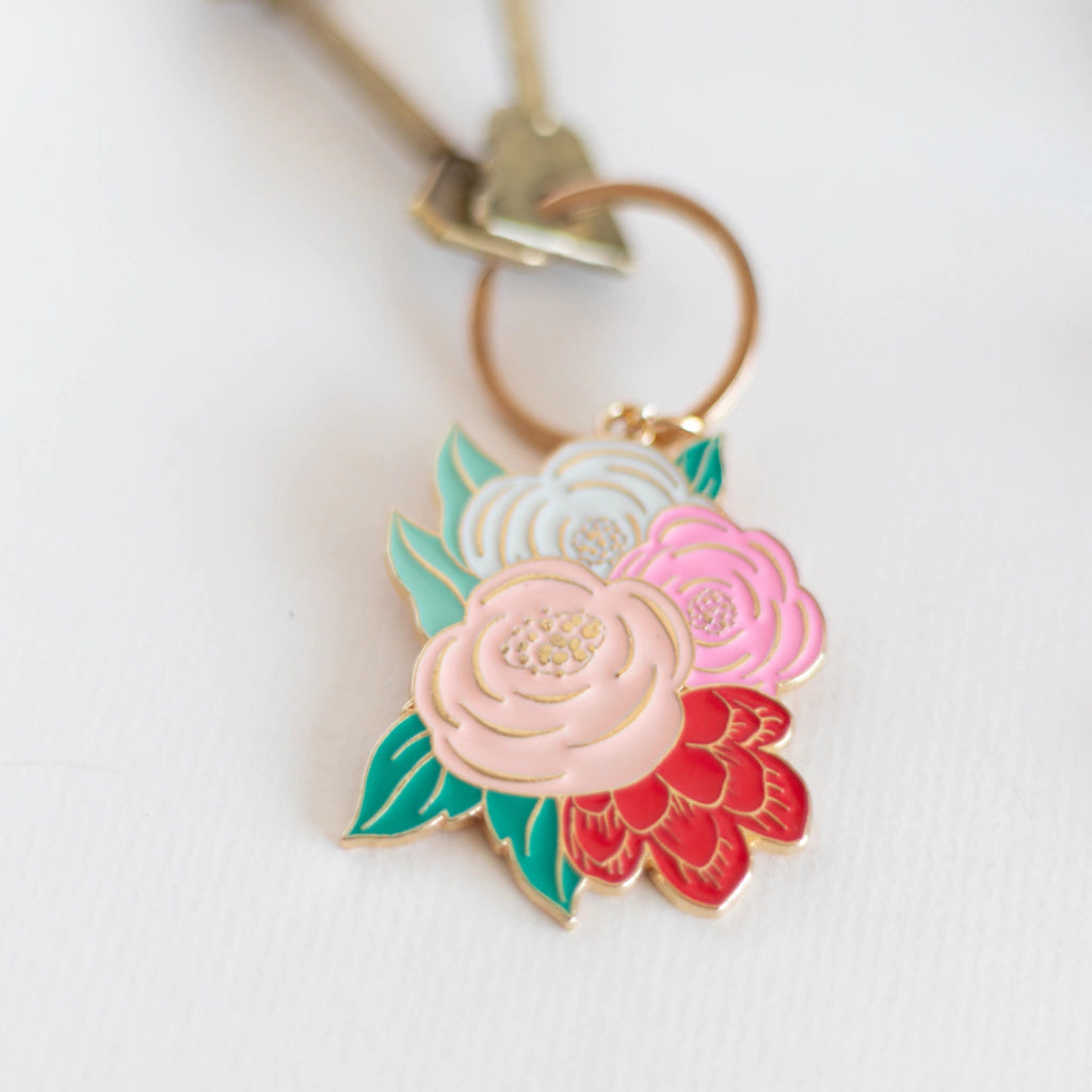 Llavero metálico rosas