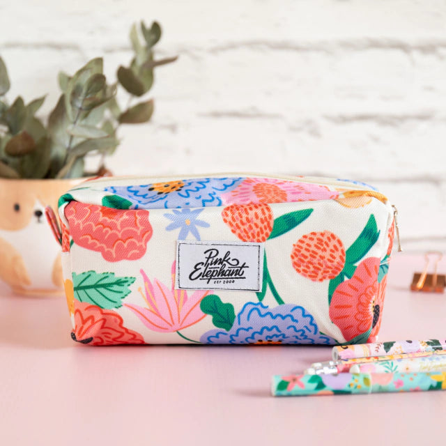 Estuche de tela camelias rojas