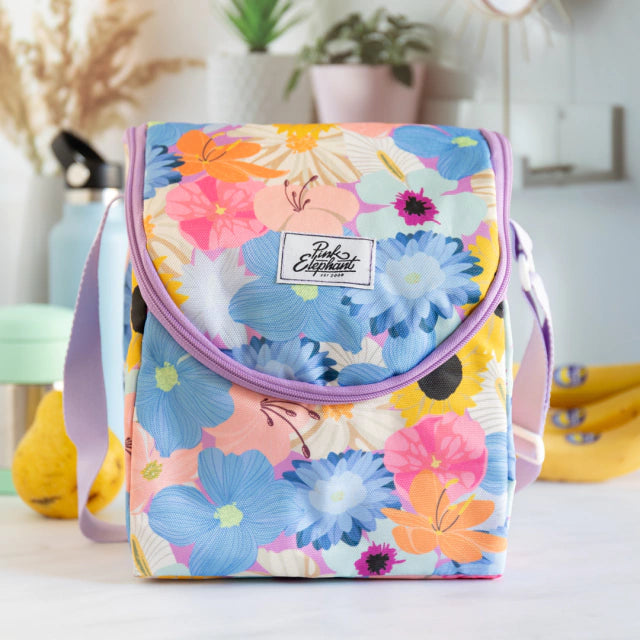 Lonchera de tela grande flores lila