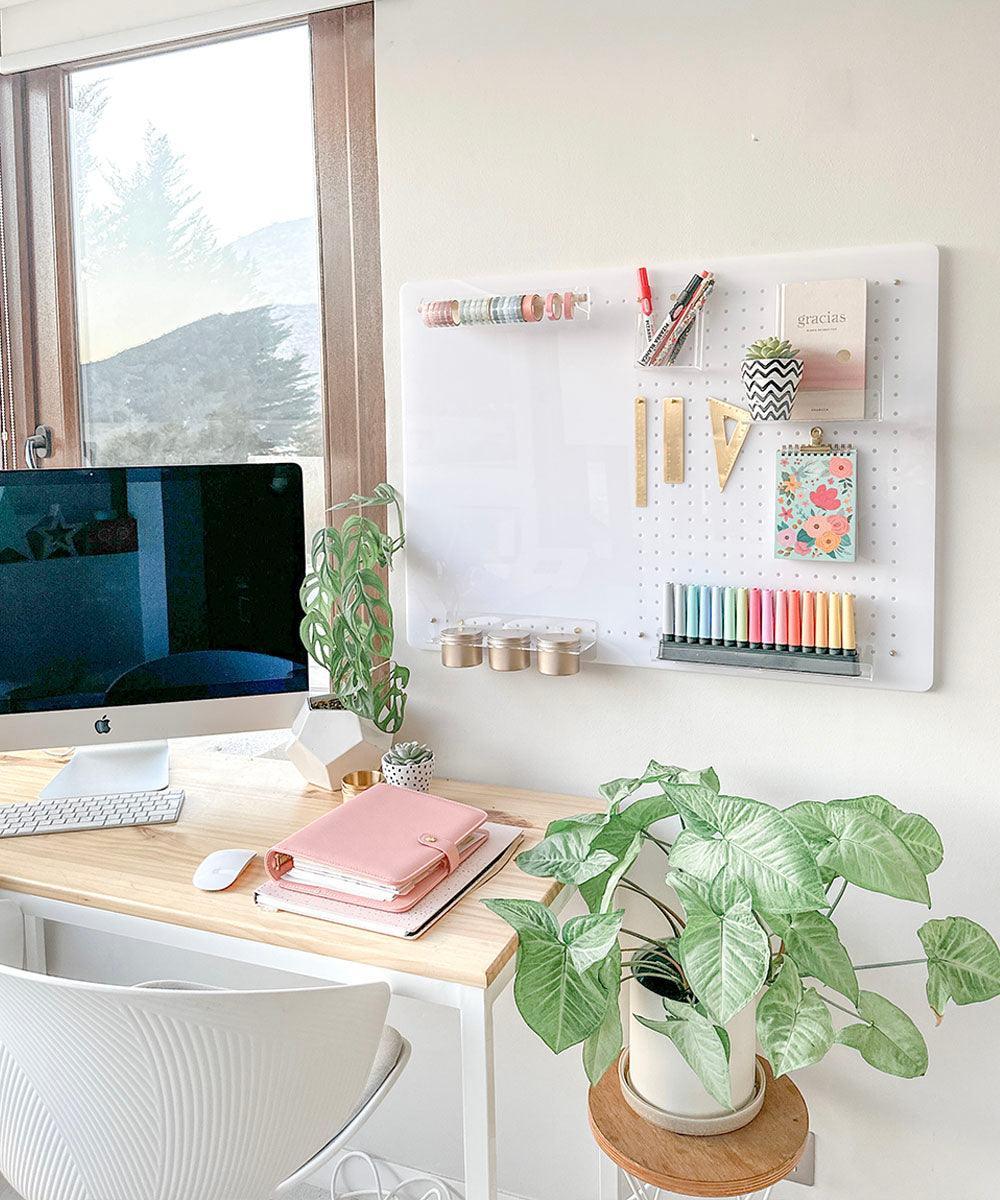 Panel MIX: pizarra y organizador acrílico BLANCO 80x60cm - Tienda Girom