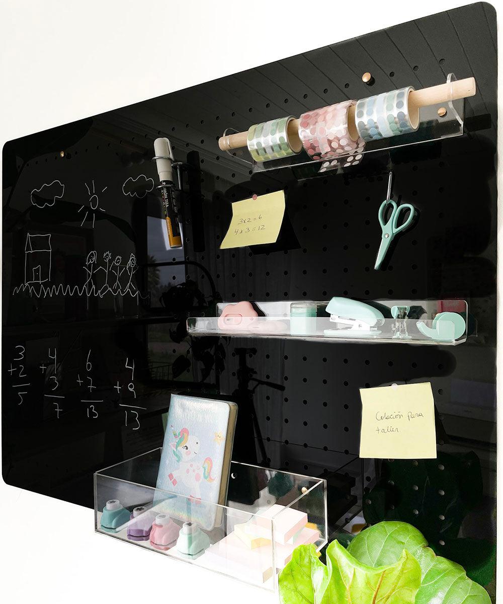 Panel MIX: pizarra y organizador acrílico NEGRO 80x60cm - Tienda Girom