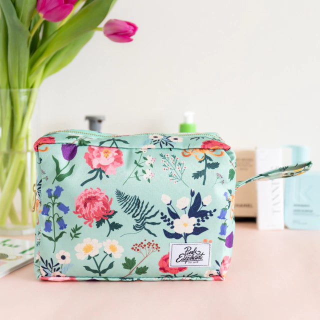 Bolso flores aqua