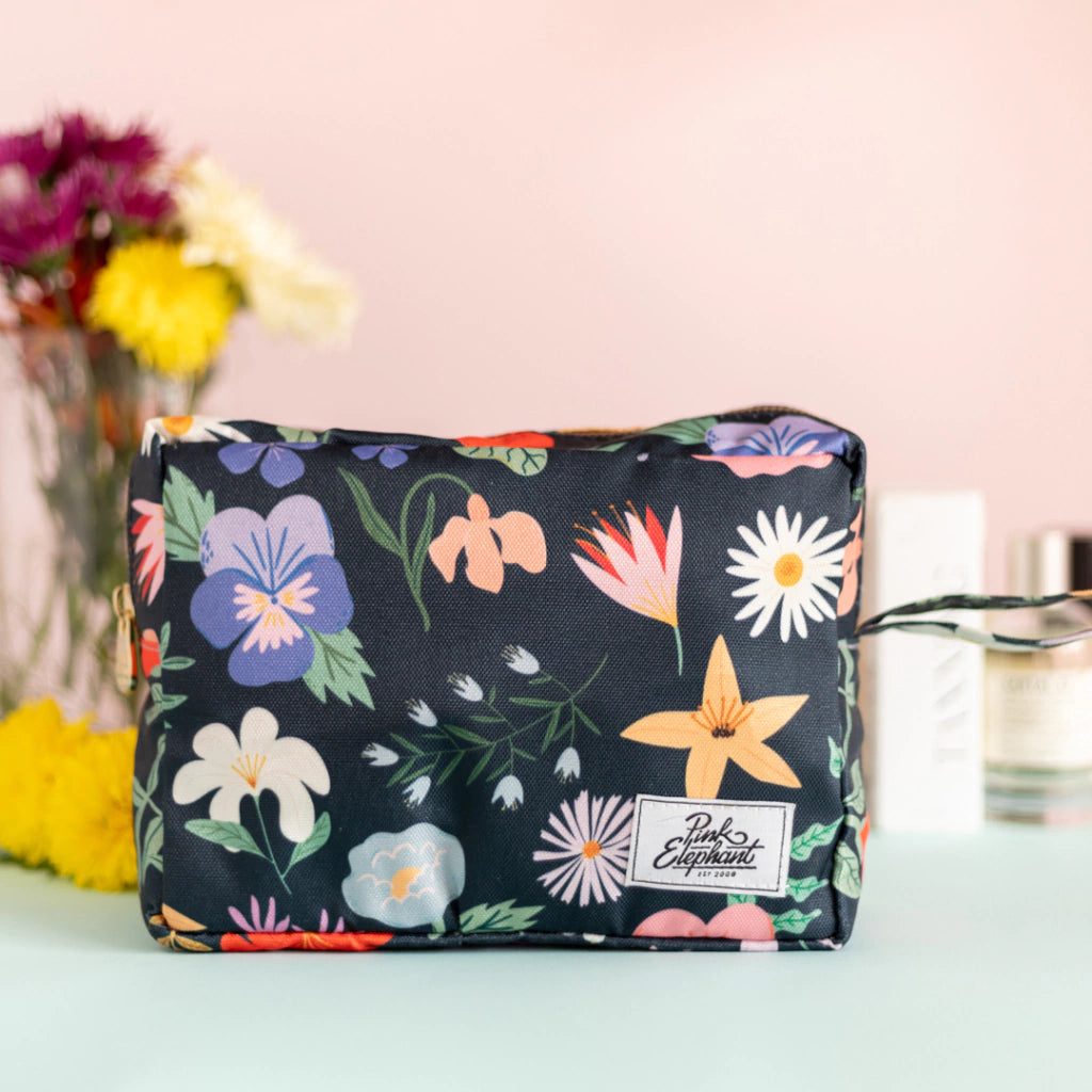 Bolso de tela flores azul