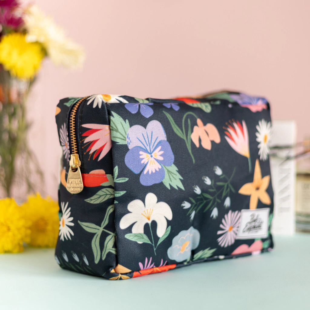 Bolso de tela flores azul