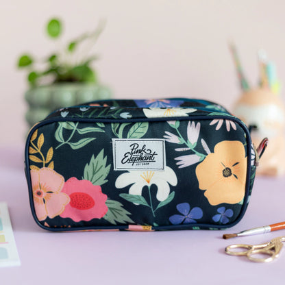 ESTUCHE DOBLE FLORES AZUL