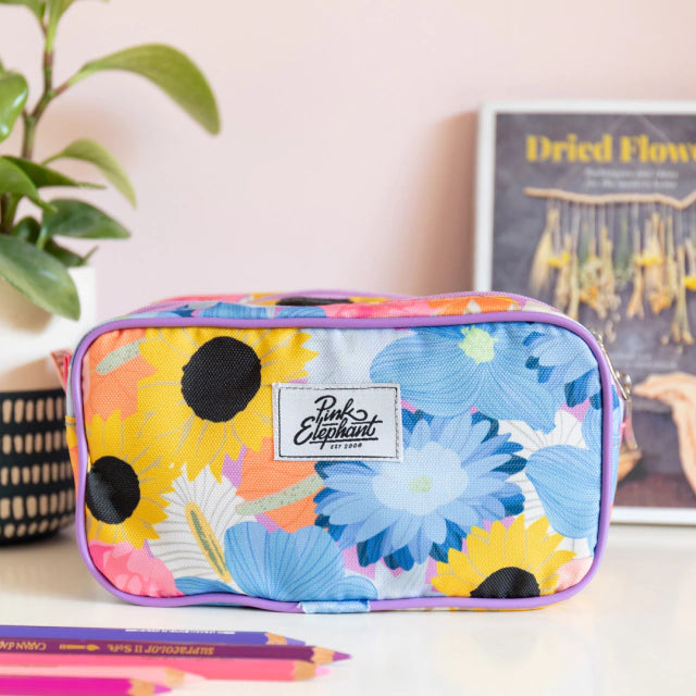 ESTUCHE DOBLE FLORES LILA