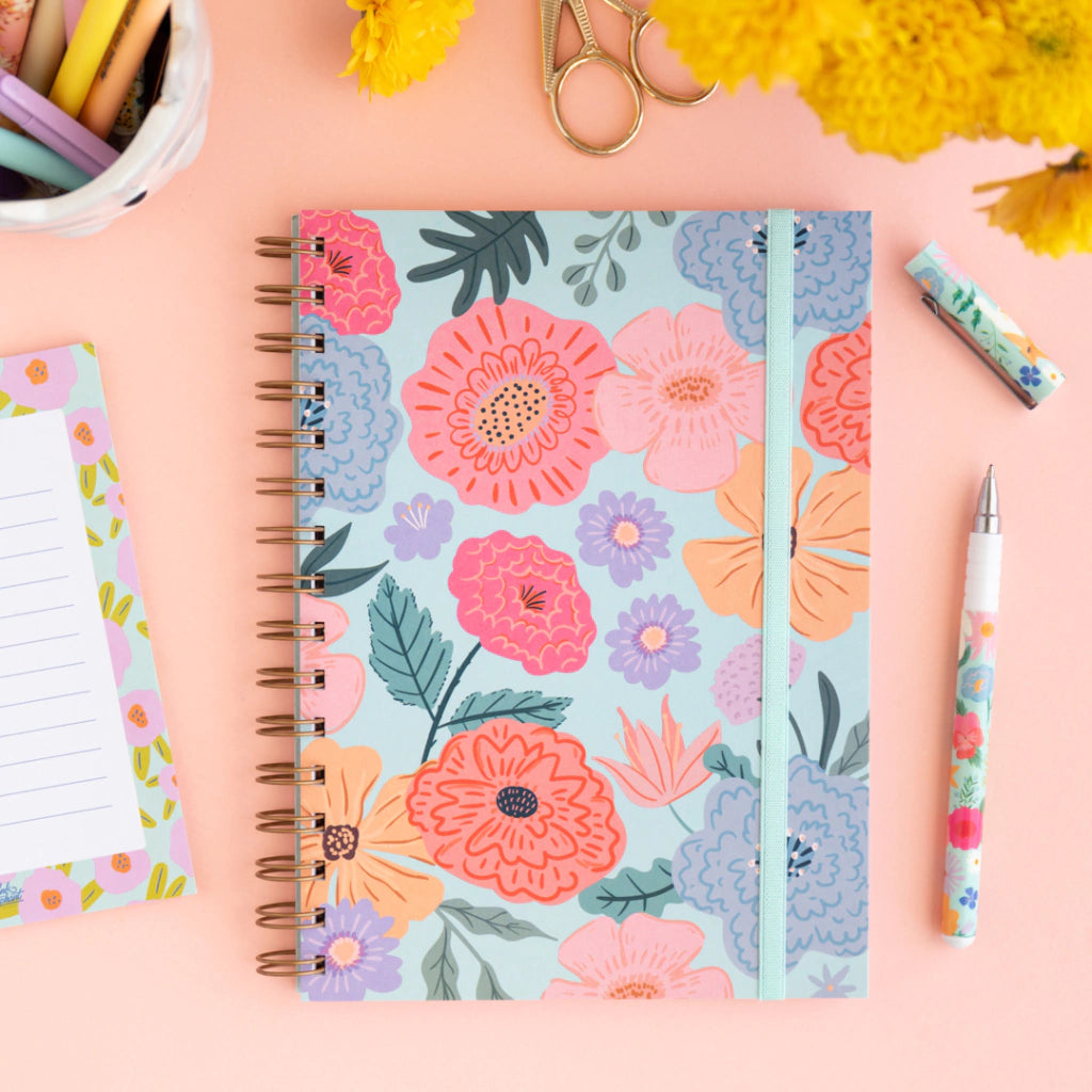 Cuaderno flores aqua