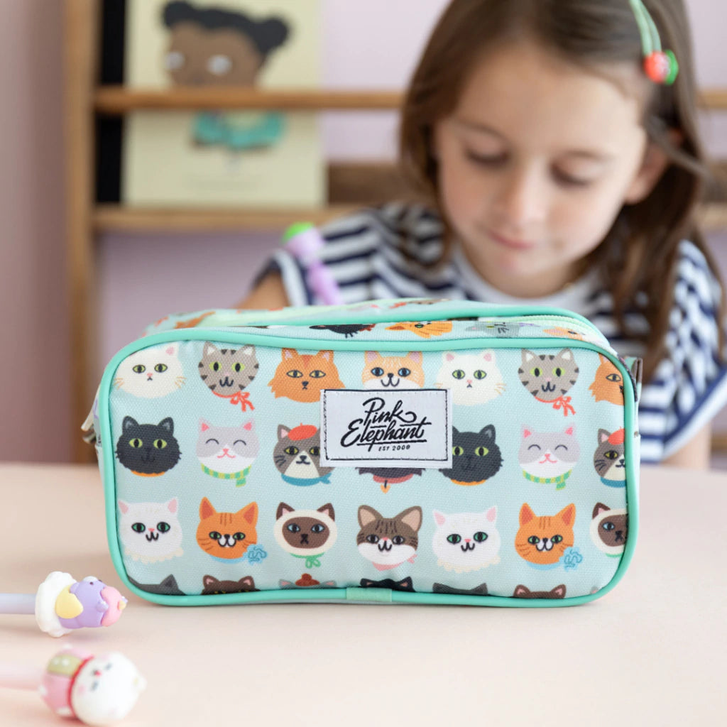 ESTUCHE DOBLE CARITA GATITOS