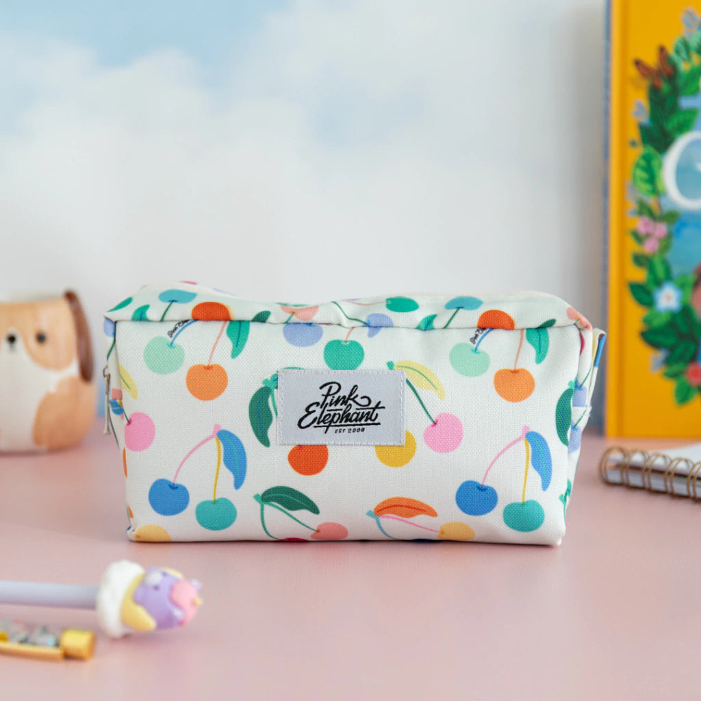 Estuche de tela cerezas