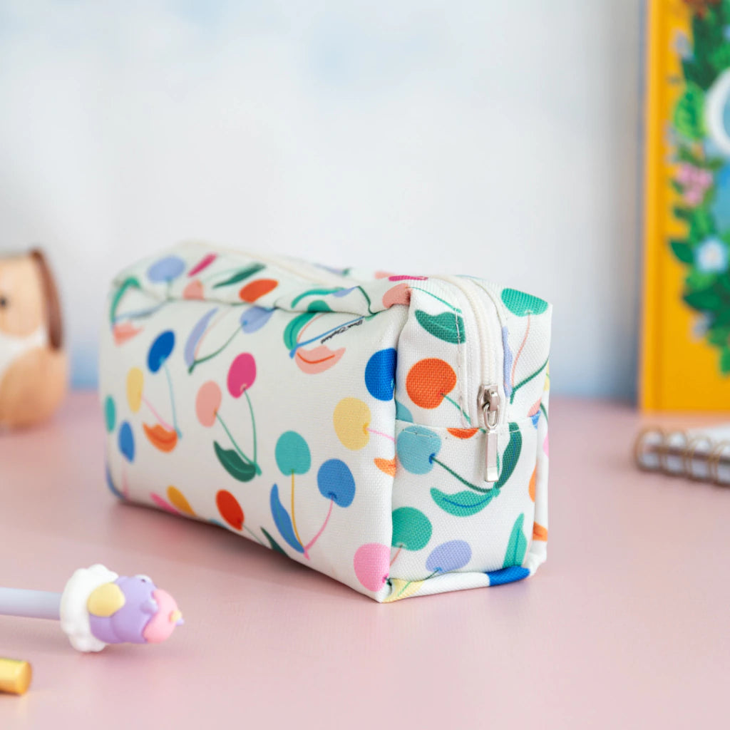 Estuche de tela cerezas