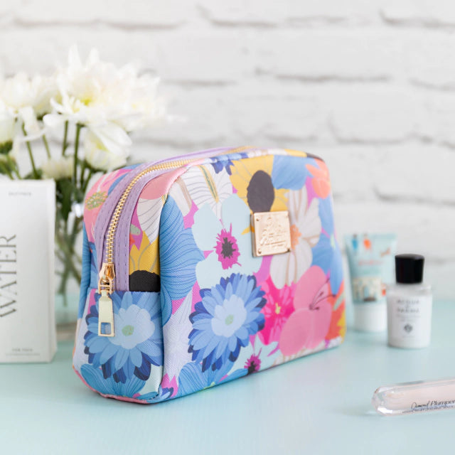 Bolso de cuerina flores lila