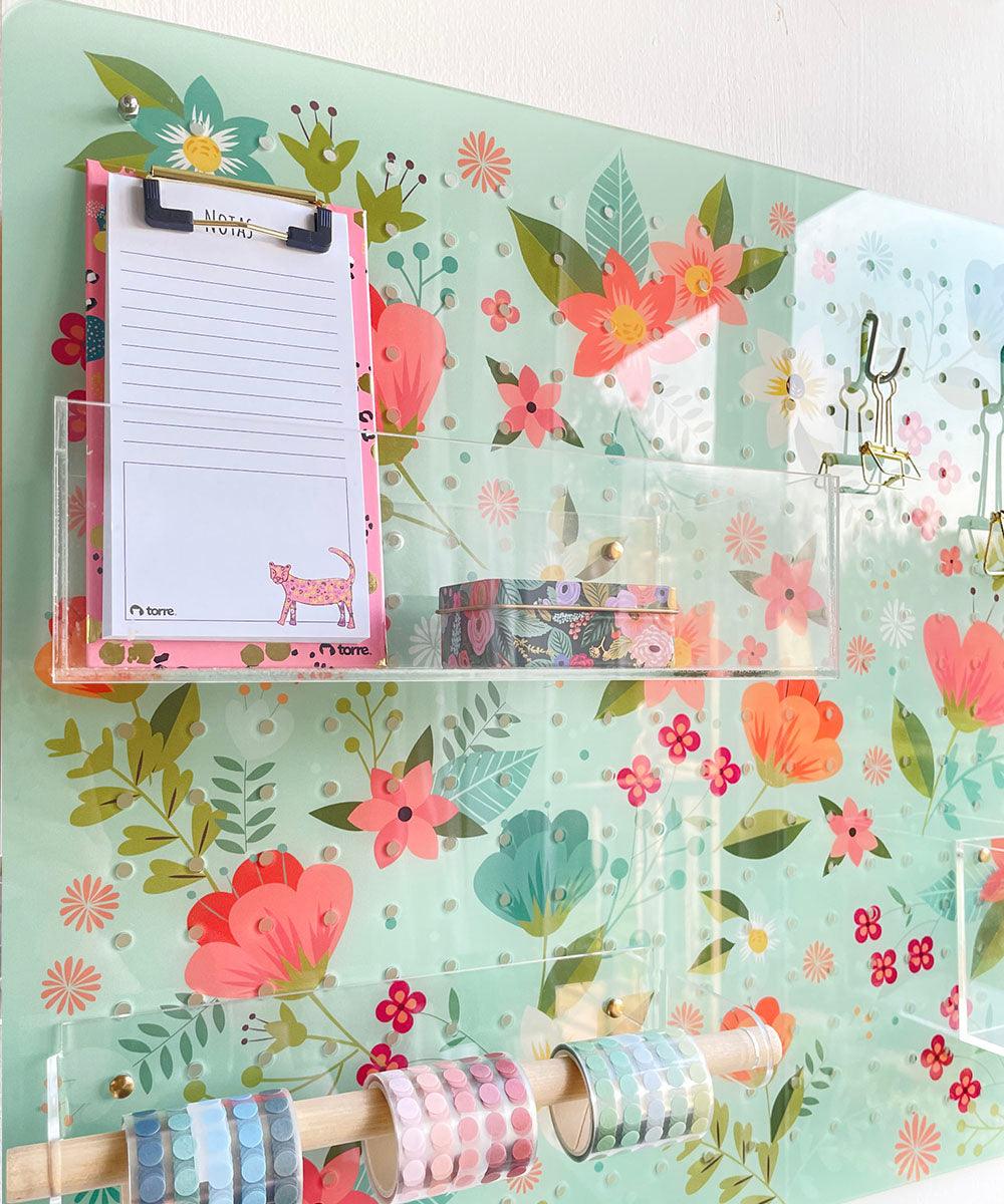 PIZARRA Y ORGANIZADOR acrílico Margarita Menta 80x60cm