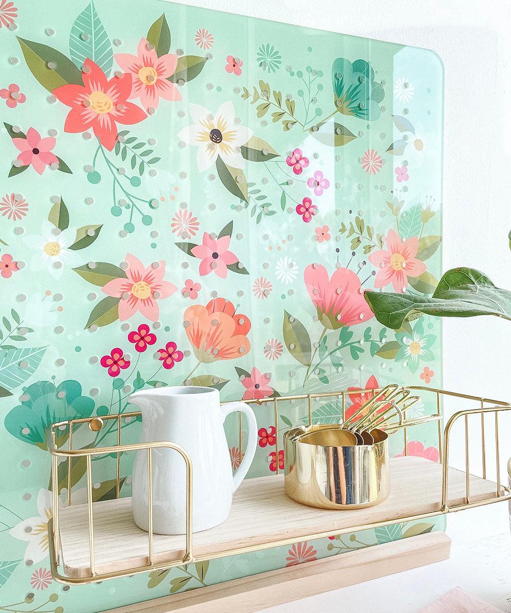 PIZARRA Y ORGANIZADOR acrílico Margarita Menta 80x60cm